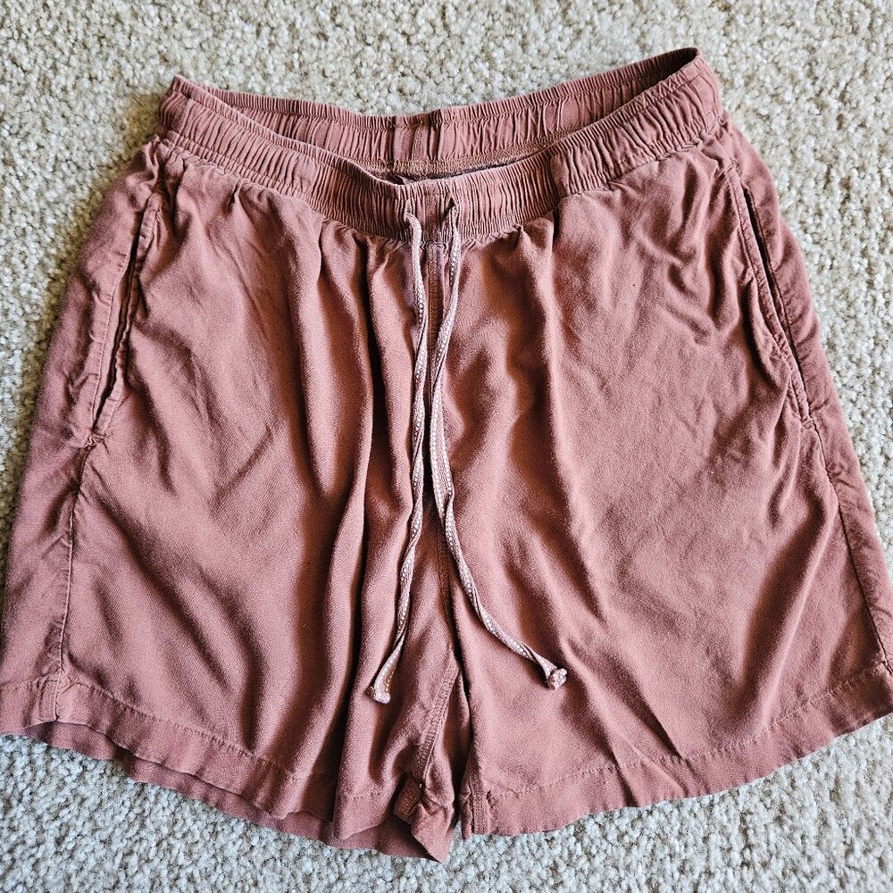 Uniqlo Terracotta Rust Red Drawstring Pocket Bermuda Shorts Women's S Small